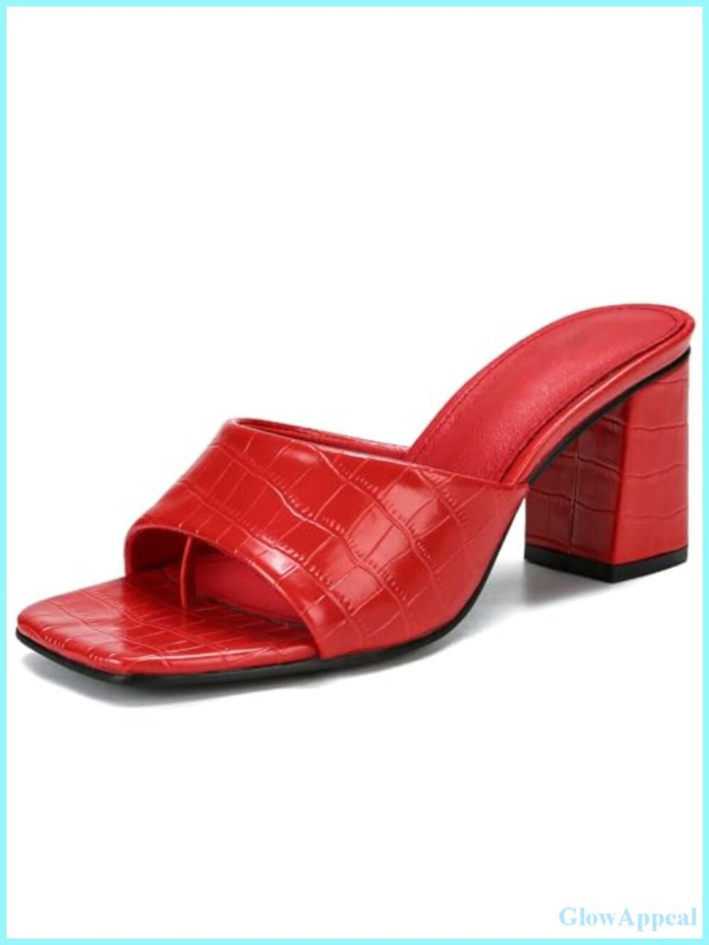 Women's Faux Leather Slip On Mules 3 Inch Chunky Heels Open Toe